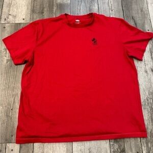 Disney Parks Red Embroidered Mickey Mouse Crew T-Shirt Adult Large Soft